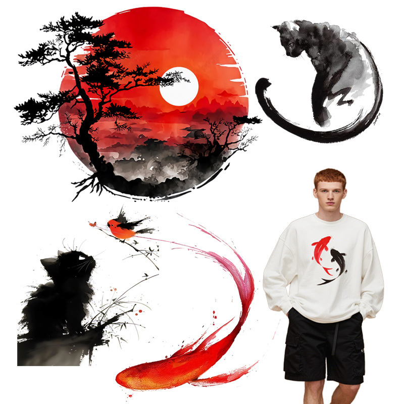 Printable Heat Transfer Vinyl - Ink, flower, bird, fish, heat transfer