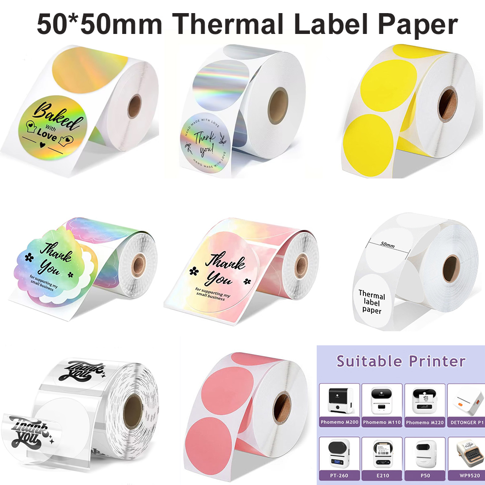 Commercial Printing Services - 1Roll Round Circle Thermal Paper 50x50