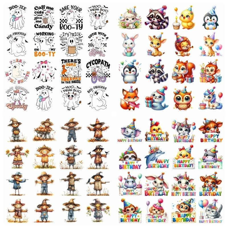 Printable Heat Transfer Vinyl - Halloween Scarecrow Animals set heat transfer