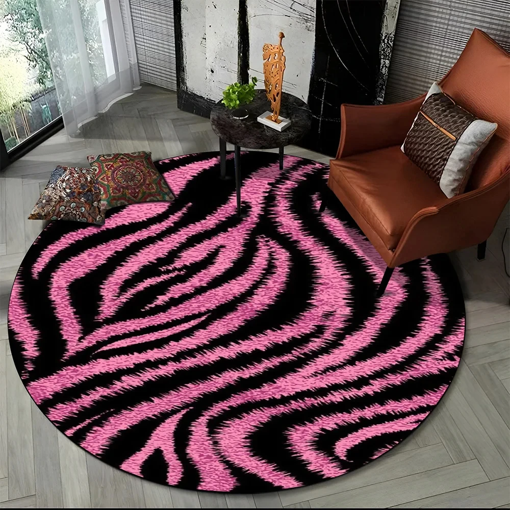 Pink Zebra Stripe Print Round  - Commercial Printing Services recension och pris