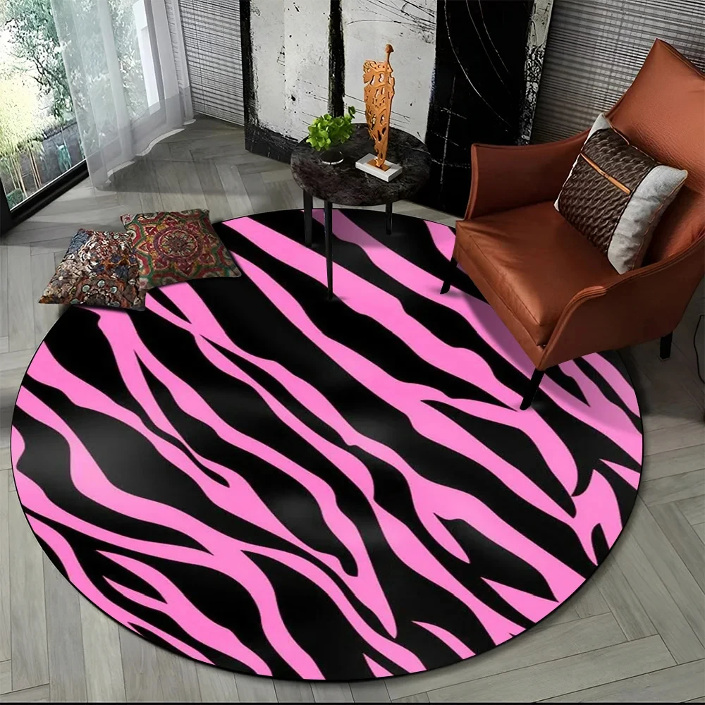 Pink Zebra Stripe Print Round  - Commercial Printing Services recension och pris